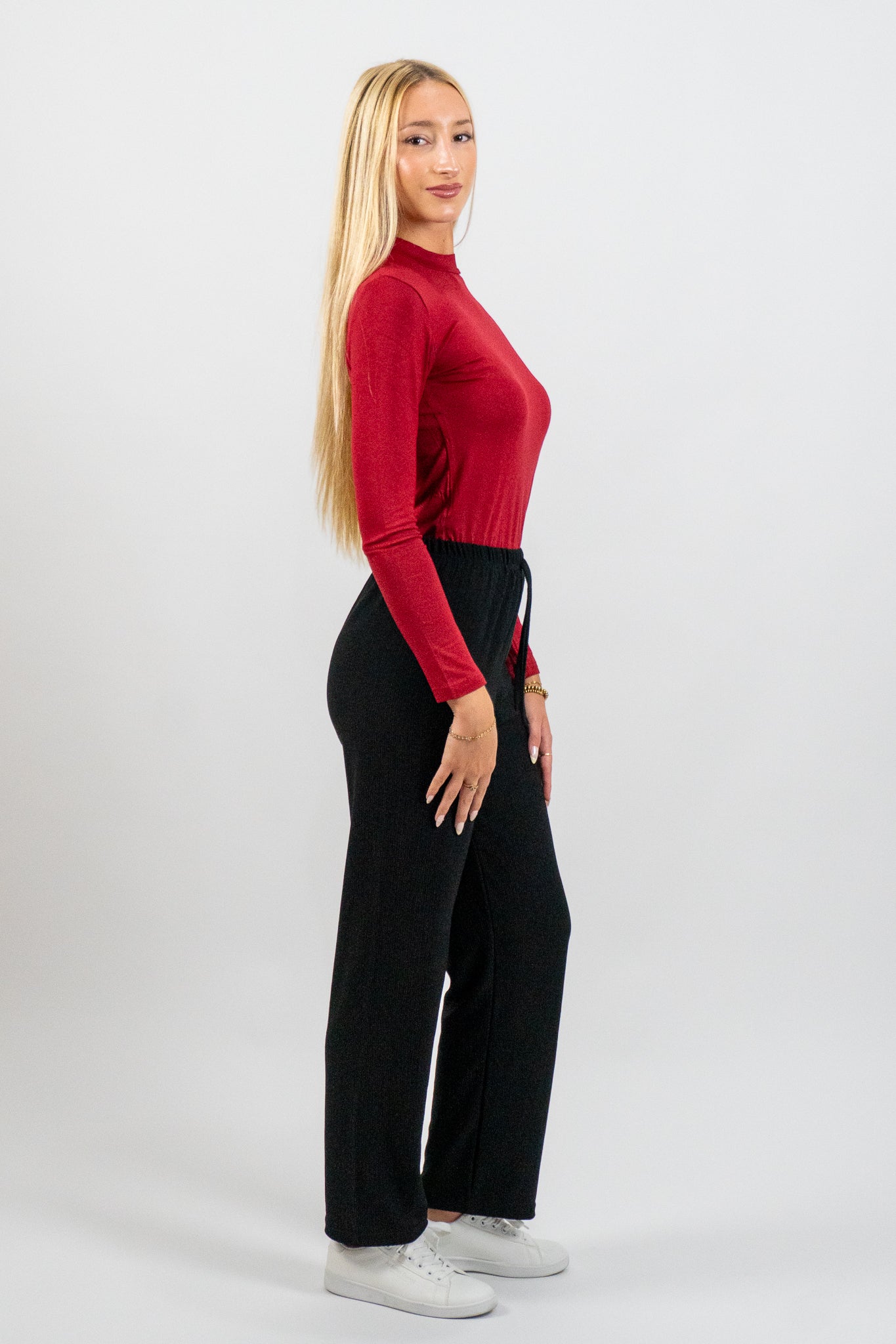 Rubine – Κόκκινη Μπλούζα με Μακρύ Μανίκι & Mock Neck