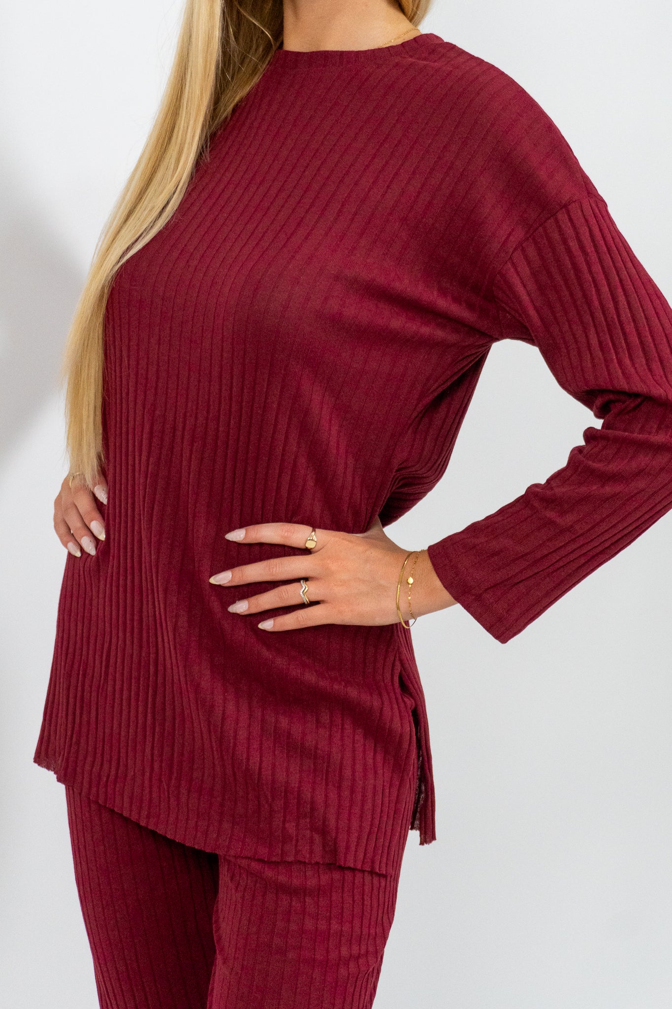 Claretine – Μπορντό Σετ Μπλούζα & Παντελόνι