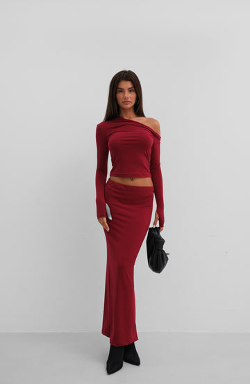 Claret Red – Μπορντό Μάξι Φούστα | Refined Clothing