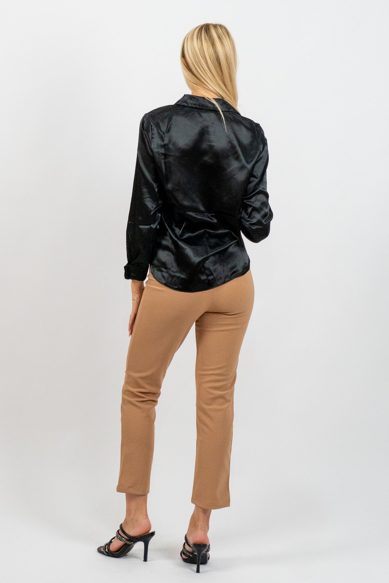 Selvya – Μαύρο Σατέν Πουκάμισο