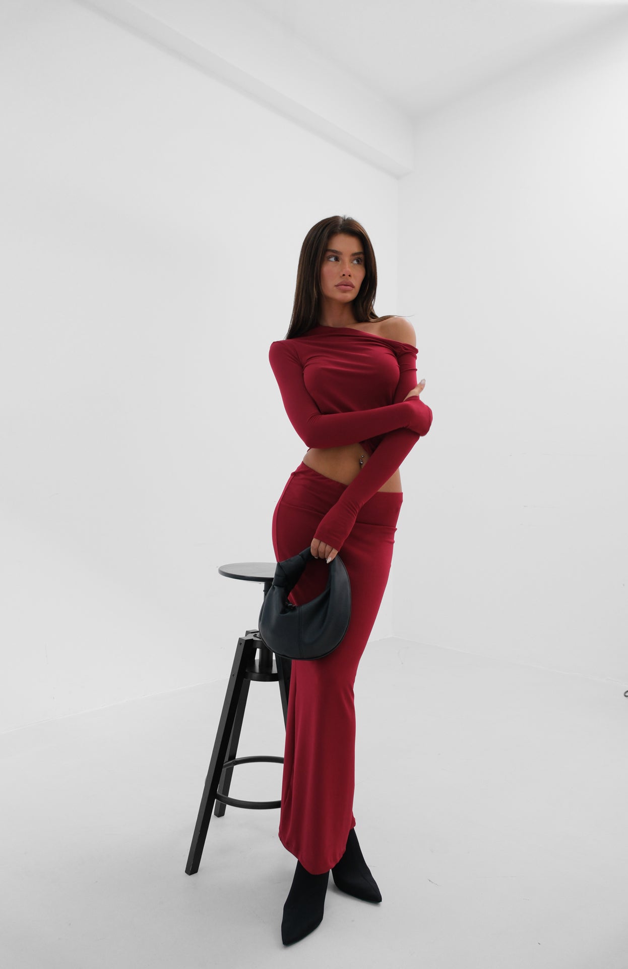 Claret Red – Μπορντό Μάξι Φούστα | Refined Clothing