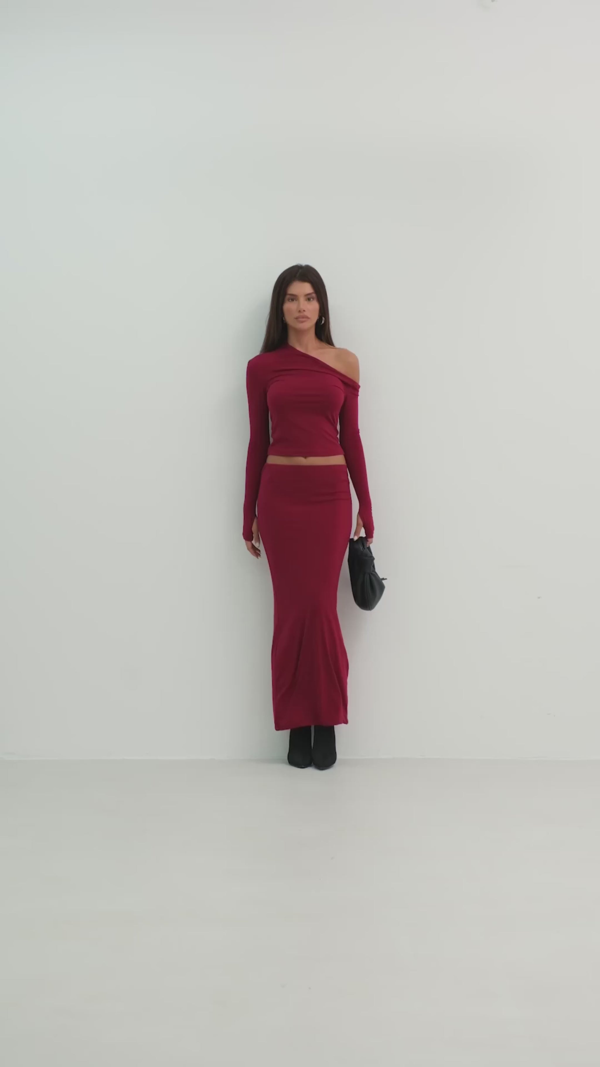 Claret Red – Μπορντό Μάξι Φούστα | Refined Clothing